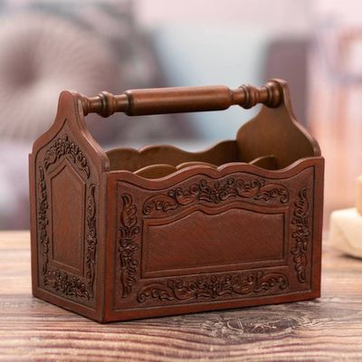 Alternate image for Colonial Leather and Wood Magazine Holder from Peru Colonial Reader