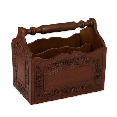 Alternate image for Colonial Leather and Wood Magazine Holder from Peru Colonial Reader