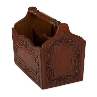 Alternate image for Colonial Leather and Wood Magazine Holder from Peru Colonial Reader