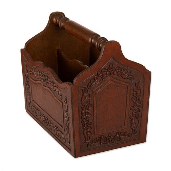 Alternate image for Colonial Leather and Wood Magazine Holder from Peru Colonial Reader