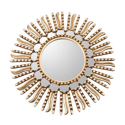 Alternate image for Unique Bronze Leaf Round Gilded Wall Mirror Summer Sun