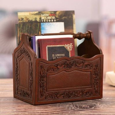 Alternate image for Colonial Leather and Wood Magazine Holder from Peru Colonial Reader