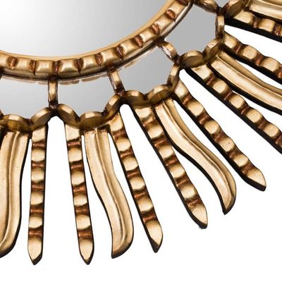 Alternate image for Unique Bronze Leaf Round Gilded Wall Mirror Summer Sun