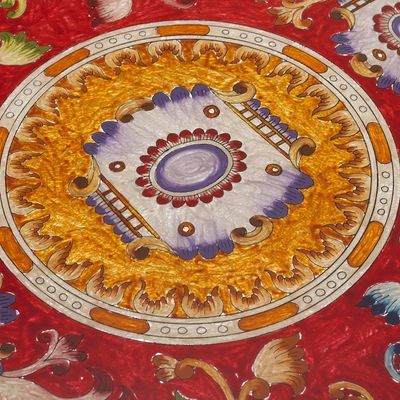 Alternate image for Red Reverse-Painted Glass Serving Tray Royal Medallion in Red
