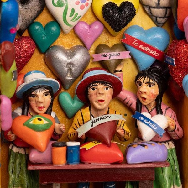 Alternate image for Handcrafted Wood Retablo with Hearts from Peru Heart Shop