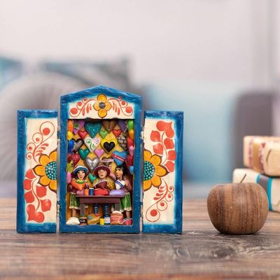 Alternate image for Handcrafted Wood Retablo with Hearts from Peru Heart Shop