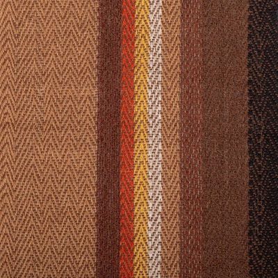 Alternate image for Striped Fringed Handwoven 100 Alpaca Scarf in Warm Shades Andean Horizons