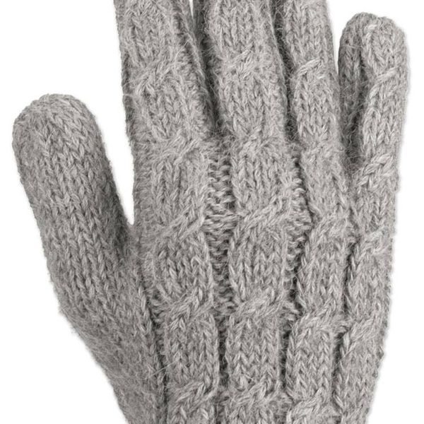 Alternate image for 100 Alpaca Cable Knit Gloves in Grey Shade from Peru Silver Braid