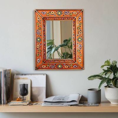 Alternate image for Sunset-Palette Handmade Reverse-Painted Glass Wall Mirror Evening Mirage