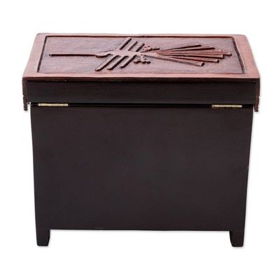 Alternate image for Hand Carved Wood Jewelry Box with Nazca Motif from Peru Nazca Chamber