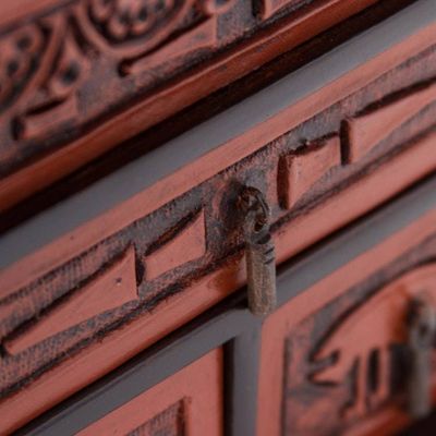 Alternate image for Hand Carved Wood Jewelry Box with Nazca Motif from Peru Nazca Chamber