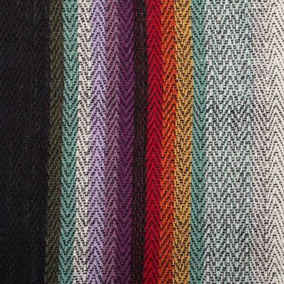 Alternate image for Colorful Striped Handwoven 100 Alpaca Scarf with Fringes Andean Skies