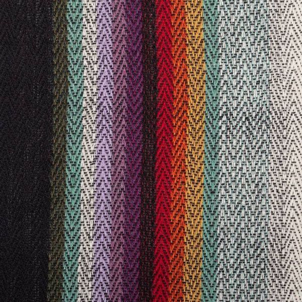 Alternate image for Colorful Striped Handwoven 100 Alpaca Scarf with Fringes Andean Skies