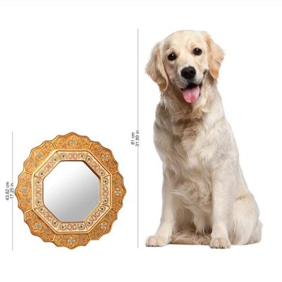 Alternate image for Collectible Reverse Painted Glass Handmade Mirror Golden Star