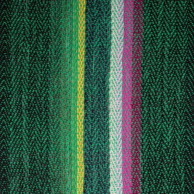 Alternate image for Green and Pink Striped Fringed Hand-Woven 100 Alpaca Scarf Andean Valleys