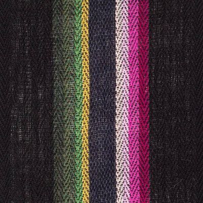 Alternate image for Hand-Loomed Fringed 100 Alpaca Scarf with Striped Pattern Andean Stalks