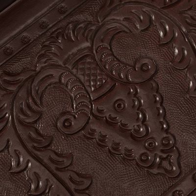 Alternate image for Handmade 2-Piece Embossed Leather and Mohena Wood Tray Set Traces of Epoque