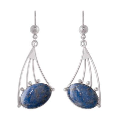 Alternate image for Modern Sterling Silver Dangle Lapis Lazuli Earrings Inca Comets