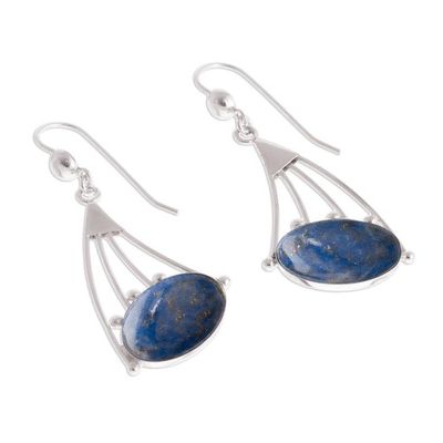 Alternate image for Modern Sterling Silver Dangle Lapis Lazuli Earrings Inca Comets
