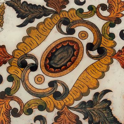 Alternate image for Reverse Painted Glass Tray with Elegant Floral Motifs Floral Heaven