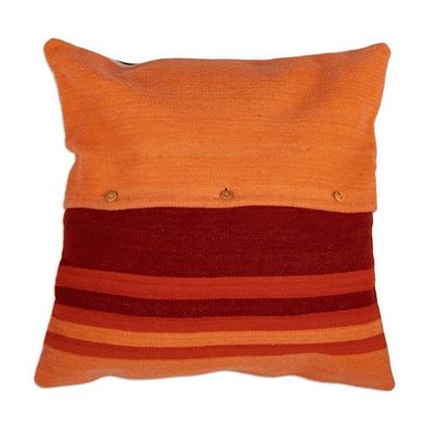 Alternate image for 100 Wool Cushion Cover with Four Solar-Themed Panels Sunrise Sunset