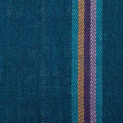 Alternate image for Handwoven Fringed Soft 100 Alpaca Scarf in Teal Green Hues Teal Night