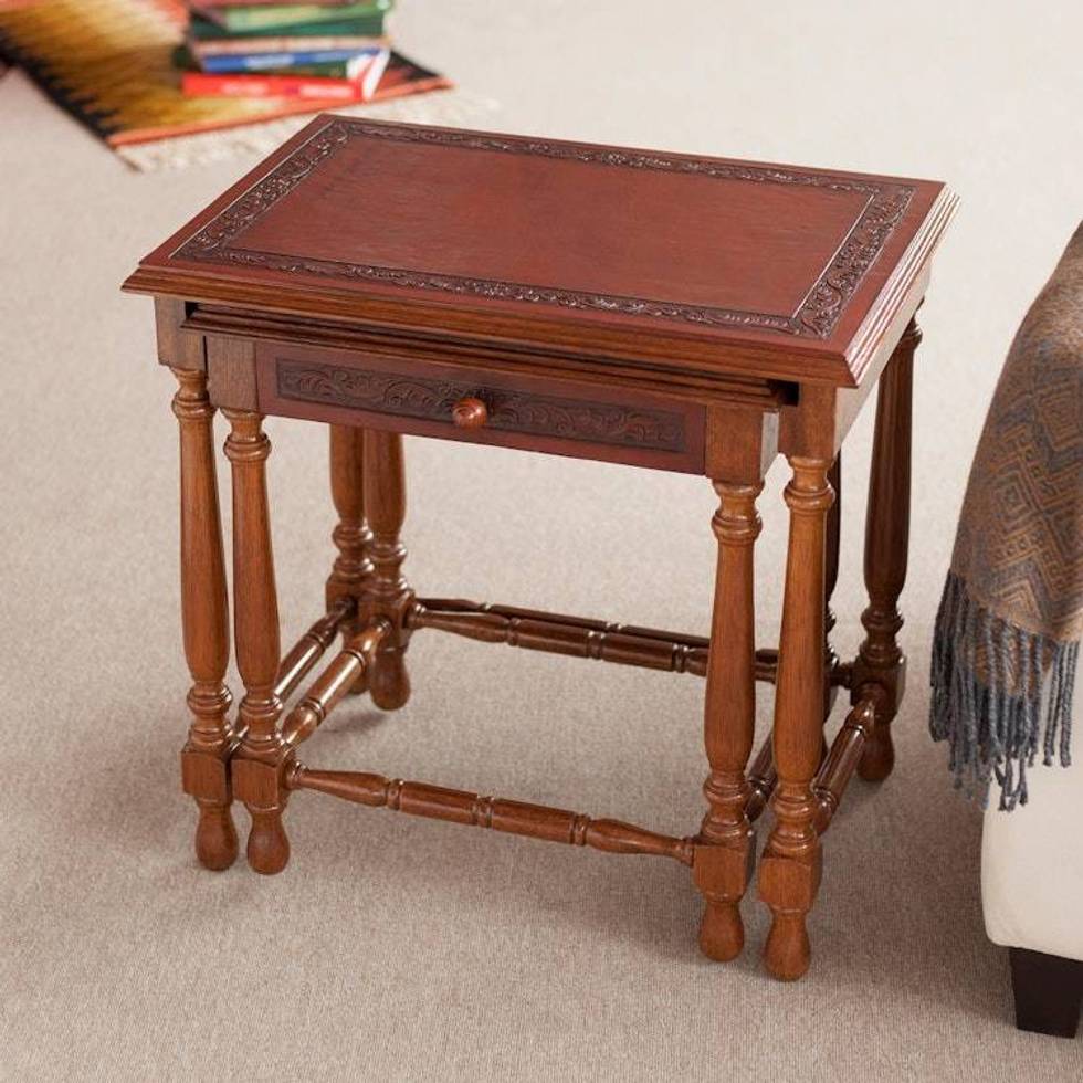 Traditional Wood Nested Tables Pair 'Classic Duo'