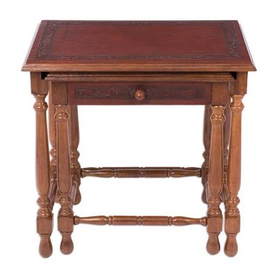 Alternate image for Traditional Wood Nested Tables Pair Classic Duo
