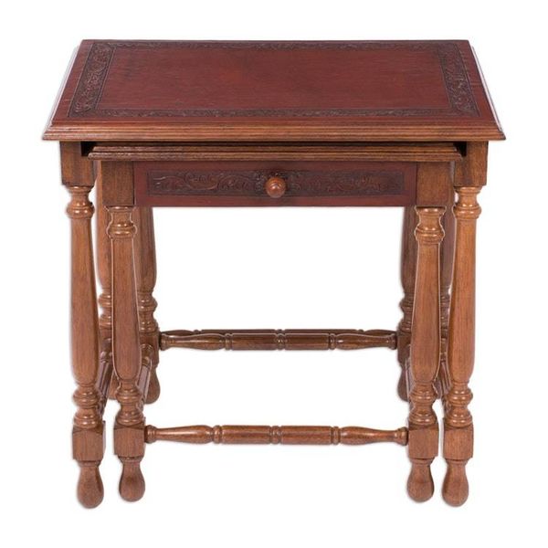 Alternate image for Traditional Wood Nested Tables Pair Classic Duo