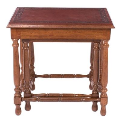 Alternate image for Traditional Wood Nested Tables Pair Classic Duo
