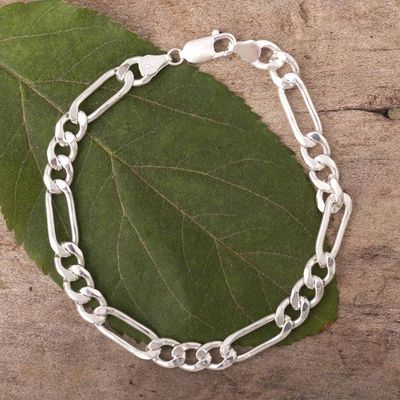 Alternate image for Sterling Silver Long and Short Link Chain Bracelet San Borja Links