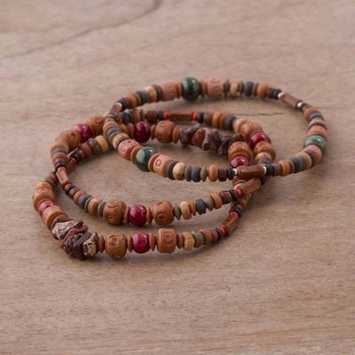 Alternate image for Three Jasper Sterling Silver and Ceramic Beaded Bracelets Stalwart