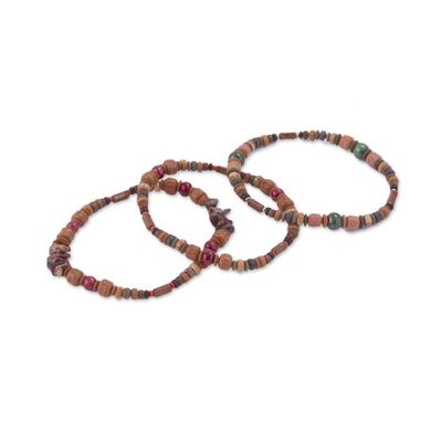 Alternate image for Three Jasper Sterling Silver and Ceramic Beaded Bracelets Stalwart