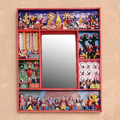 Alternate image for Fair Trade Folk Art Retablo Mirror Chapel of Bethlehem