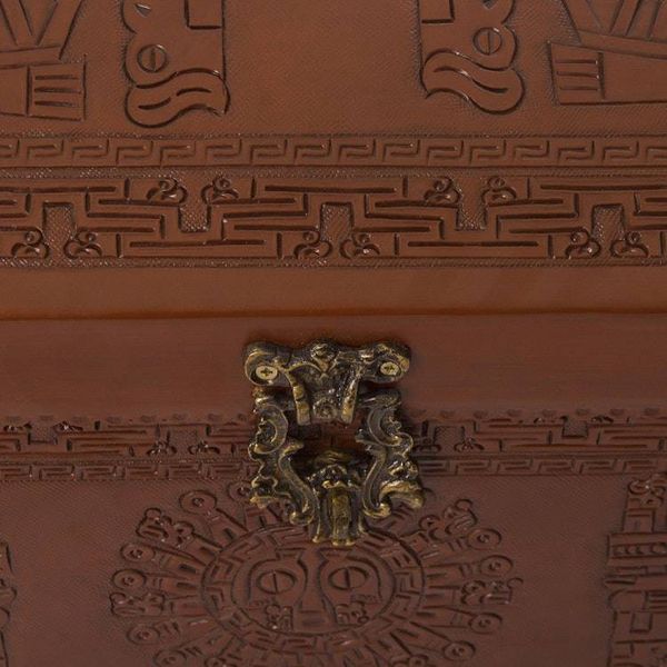 Alternate image for Unique Traditional Tooled Leather Covered Wood Chest Sun and Sky