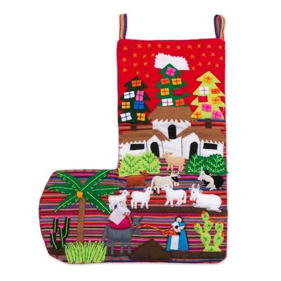 Alternate image for Applique Christmas stocking No Room at the Inn
