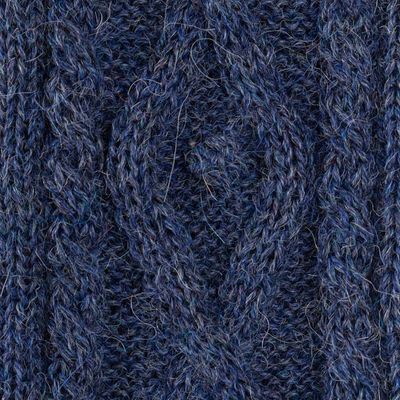Alternate image for Handwoven Midnight Blue Alpaca Reversible Fingerless Mittens Midnight Blue Glam