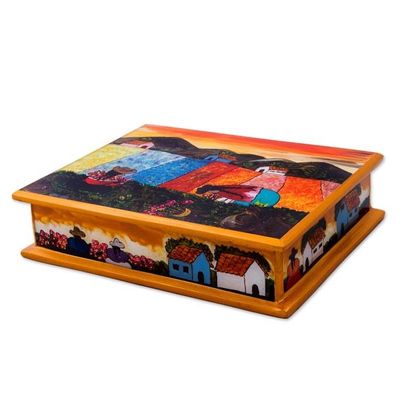Alternate image for Peruvian Reverse Painted Glass Jewelry Box Mother and Daughter
