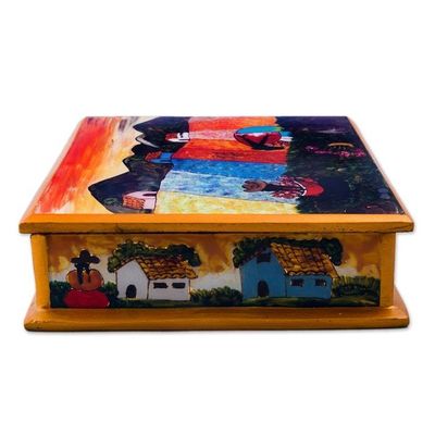 Alternate image for Peruvian Reverse Painted Glass Jewelry Box Mother and Daughter