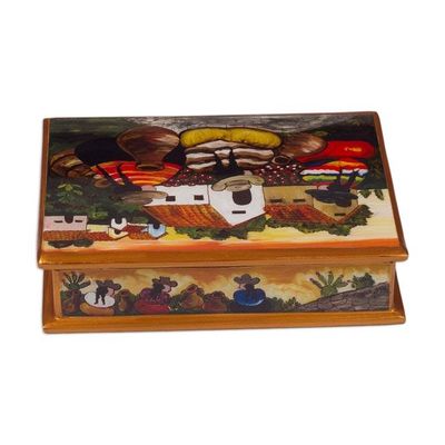 Alternate image for Hand Made Reverse Painted Glass Jewelry Box Friends Among the Flowers