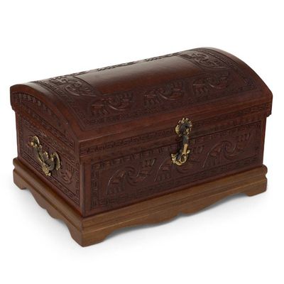 Alternate image for Dark Brown Leather Jewelry Chest from Peru Dark Inca Sea