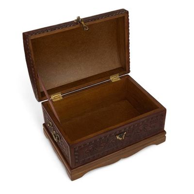 Alternate image for Dark Brown Leather Jewelry Chest from Peru Dark Inca Sea