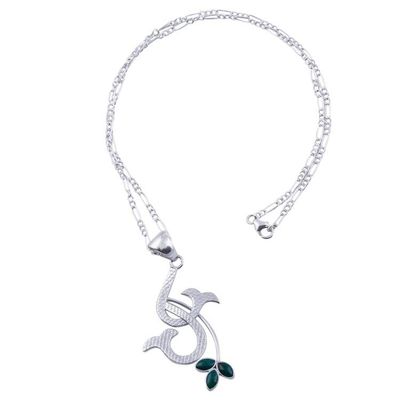 Alternate image for Natural Chrysocolla Andean Sterling Silver Necklace Emerging Petals
