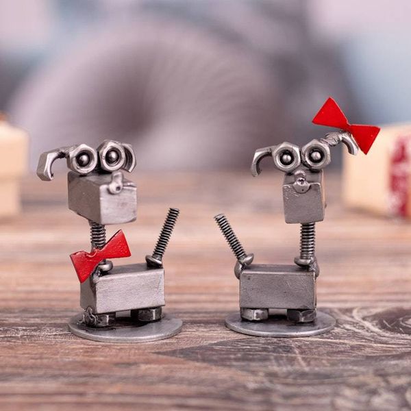Alternate image for Pair of Dog-Themed Eco-Friendly Recycled Auto Part Figurines Dogs in Love