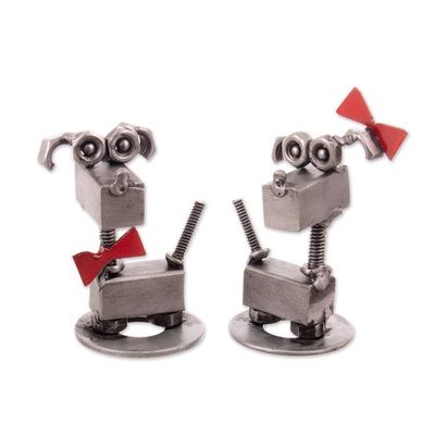 Alternate image for Pair of Dog-Themed Eco-Friendly Recycled Auto Part Figurines Dogs in Love