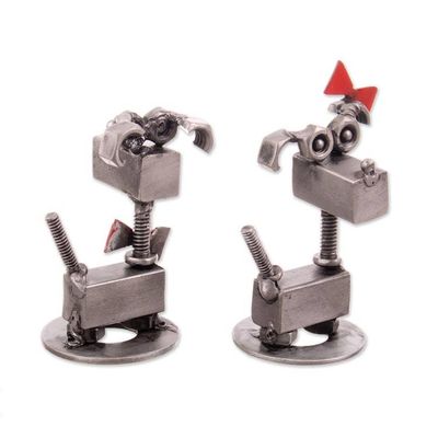 Alternate image for Pair of Dog-Themed Eco-Friendly Recycled Auto Part Figurines Dogs in Love