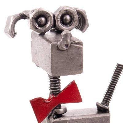 Alternate image for Pair of Dog-Themed Eco-Friendly Recycled Auto Part Figurines Dogs in Love