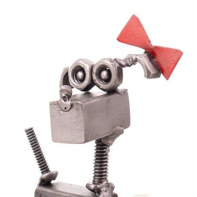 Alternate image for Pair of Dog-Themed Eco-Friendly Recycled Auto Part Figurines Dogs in Love
