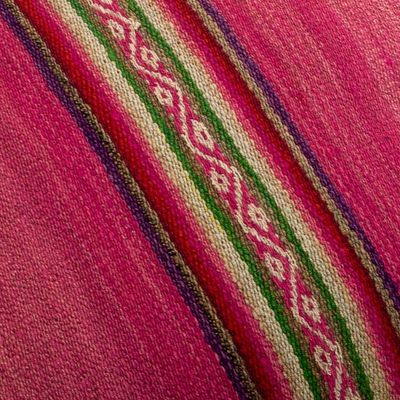 Alternate image for Carmine Traditional Andean Wool Pouf Cover Handwoven in Peru Carmine Traditions