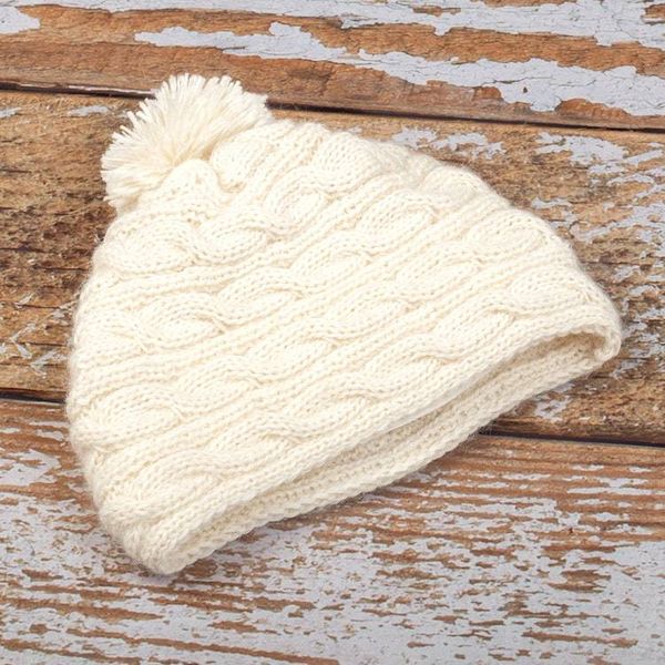 Alternate image for Peruvian Cable Knit Ivory 100 Alpaca Hat with a Pompon Andean Loops